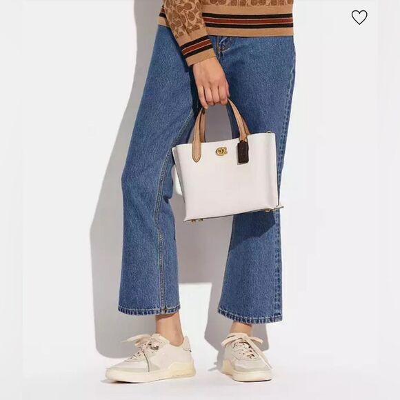 COACH Willow 24 Colorblock Leather Tote, Chalk, NWT - Picture 8 of 16